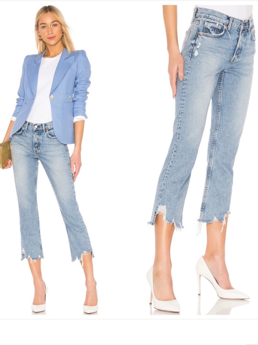 GRLFRND Tatum Light Blue Distressed Straight 
Leg Jeans Size 29